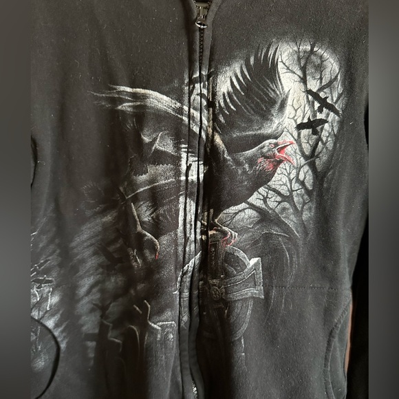 🐦‍⬛💀 Spiral Direct Goth Raven Zip Up Hoodie - Picture 6 of 6